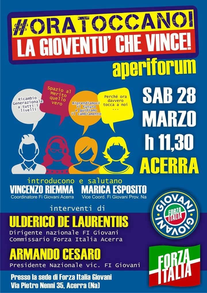 Aperiform – Sabato 28 marzo, sede di Forza Italia ad Acerra